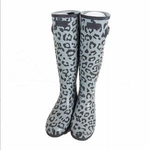Hunter Women’s Leopard Print RainBoots Gray Size 9